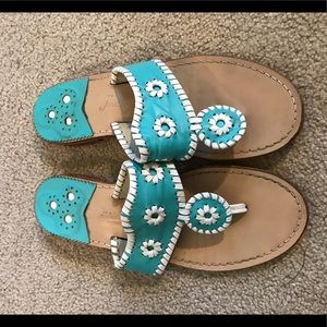 Tiffany blue and white Jack Roger sandals